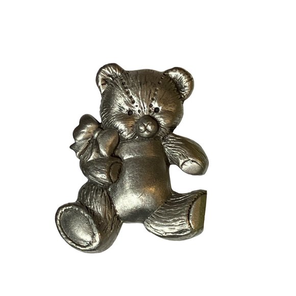 Teddy Bear Pewter Jewelry Pin Brooch Vintage - Picture 5 of 9